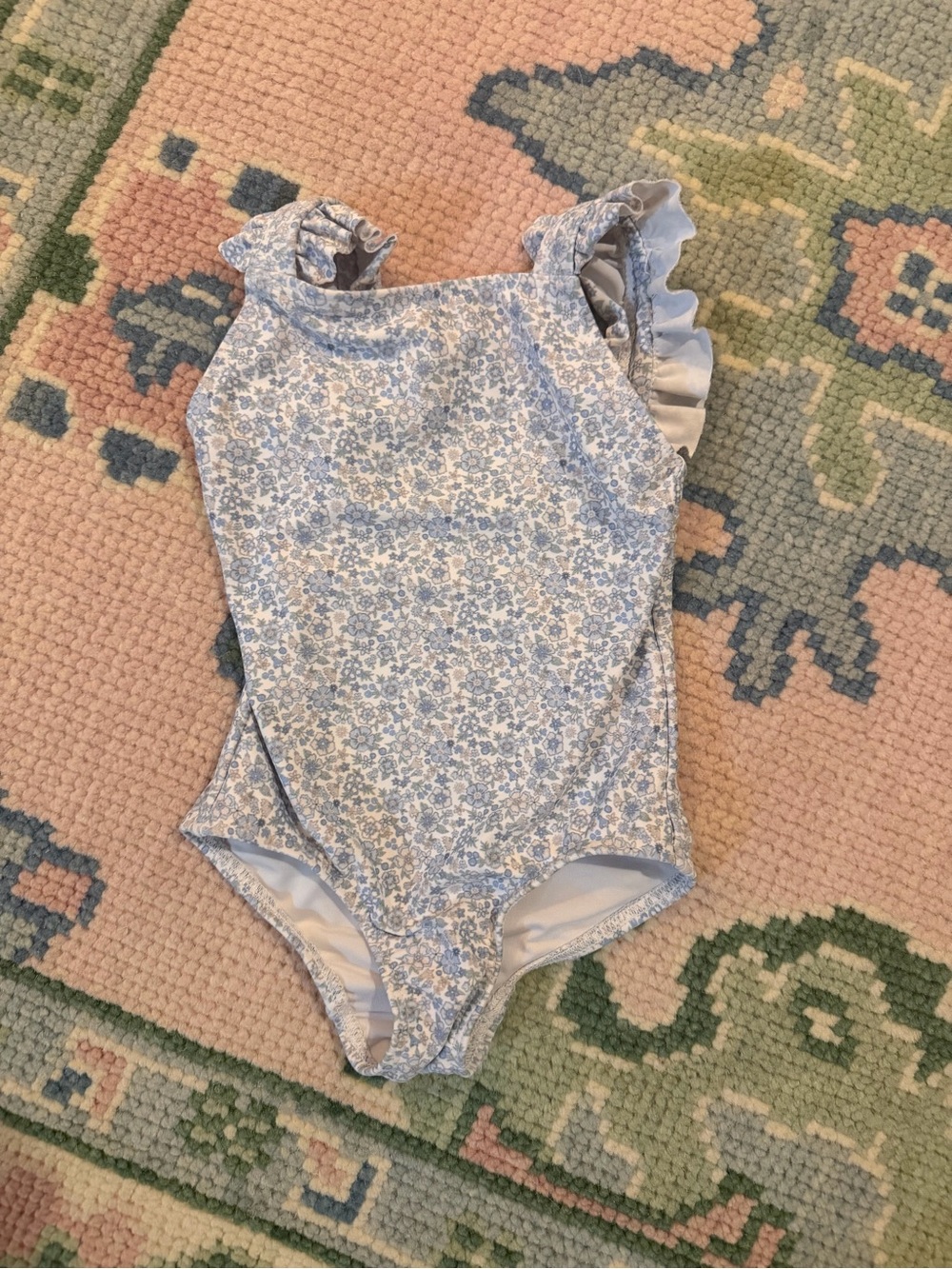 Minnow girls slate floral ruffle strap one piece